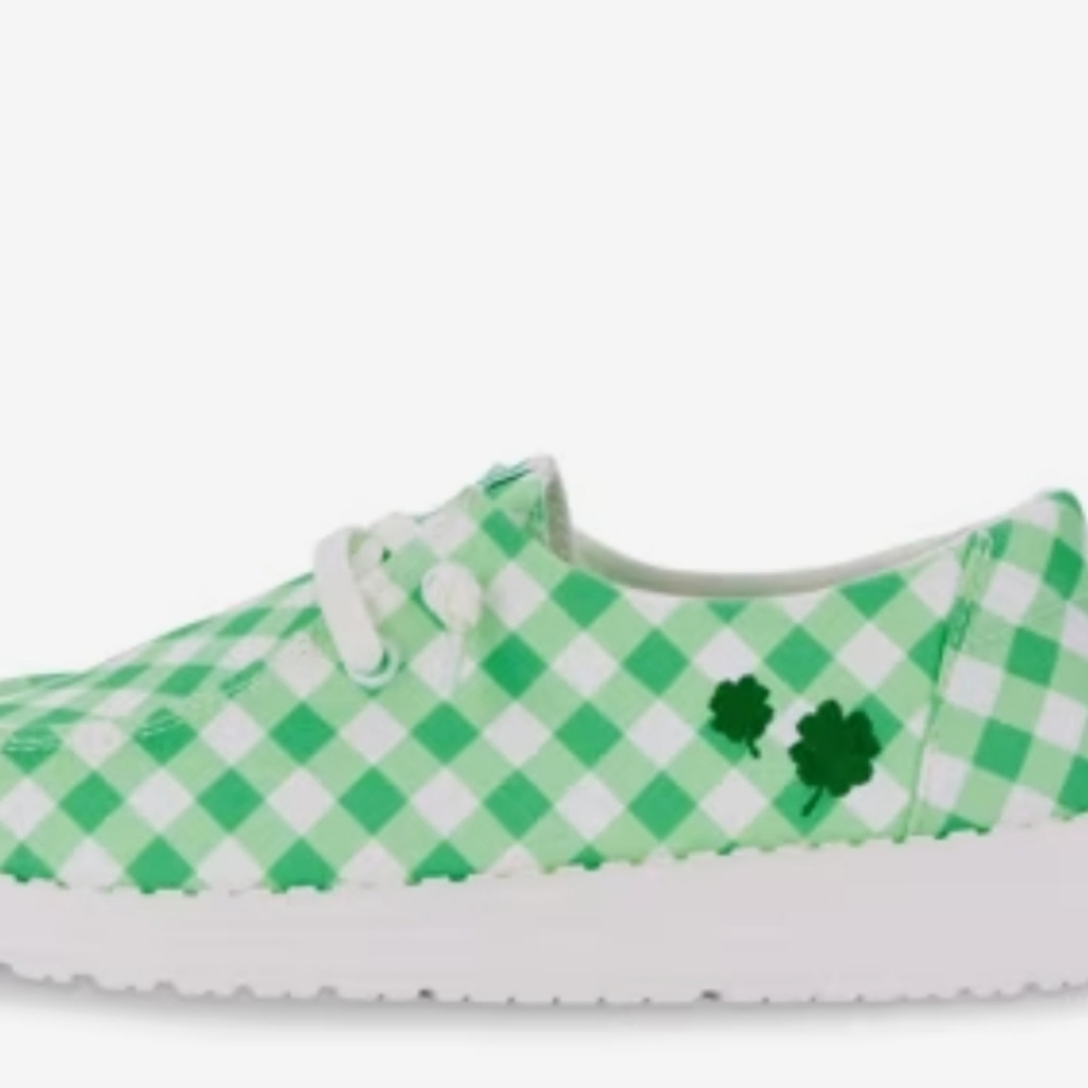 Hey Dude Womens Sneakers in Green Plaid - Picture 3 of 6
